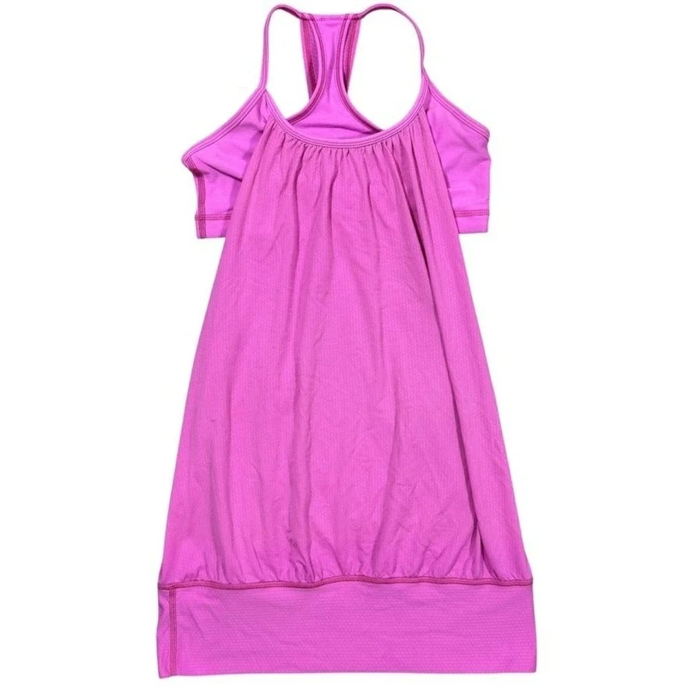 Lululemon Hot Class Racerback Tank Dress Pink Women's 4‎ Built-In Bra Yoga